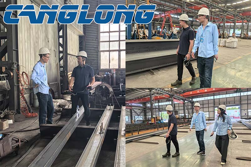 Visiting steel structure production workshop