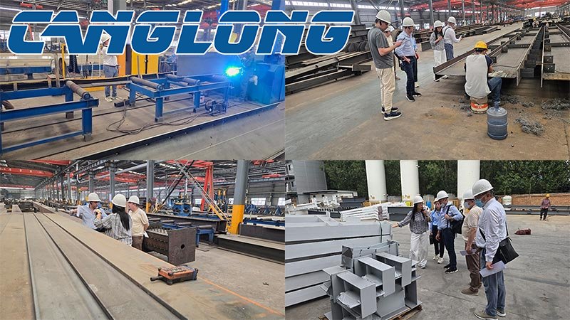 Uzbekistan customer visits steel structure production workshop