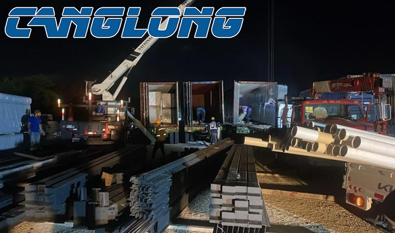 warehouse steel structure kits unloading
